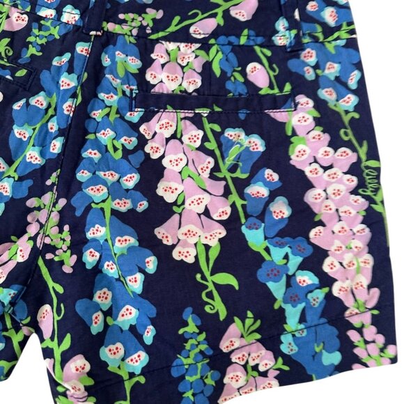 LILLY PULITZER Floral Navy Blue Shorts Size 0 - Picture 5 of 7